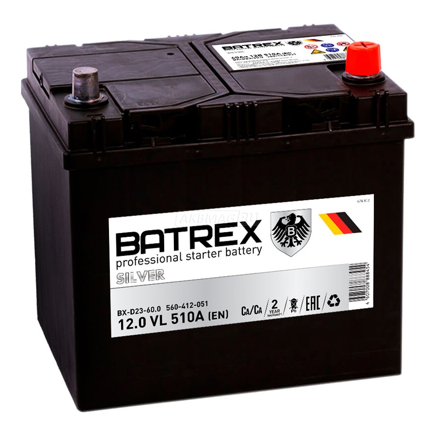 Аккумуляторная батарея BATREX 6СТ- 60 о.п. 510А ASIA